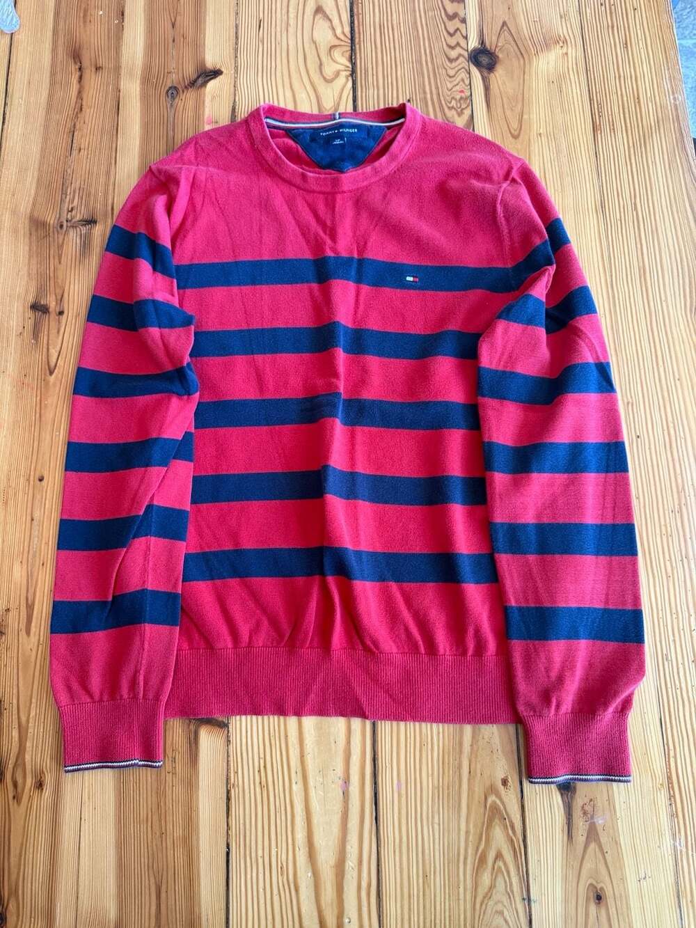 Tommy Hilfiger Crewneck Striped Sweater Size S Red Blue